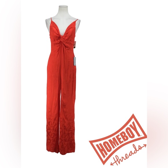 #54 LIVE NSR Red Sleeveless Jumpsuit with Tie Waist - Picture 1 of 4